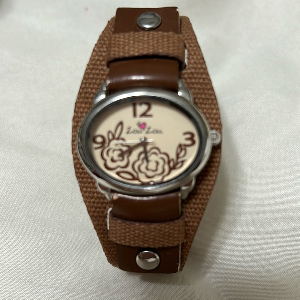 Zouzou watch. Never worn. Brown band.